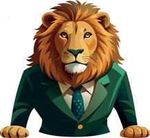 Powerful lion wearing suit and tie looking determined vector
