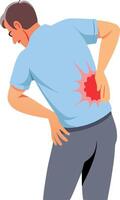 Office worker suffering from back pain while standing vector