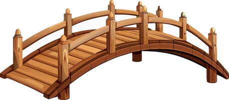 Wooden bridge connecting two sides on white background vector