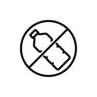 Do not use plastic outline icon. No plastic bottles symbol. Editable stroke vector