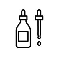 Essential oil bottle with dropper outline icon. Cosmetic product symbol. Editable stroke vector