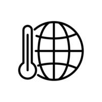 Globe and thermometer outline icon. Global warming symbol. Editable stroke vector
