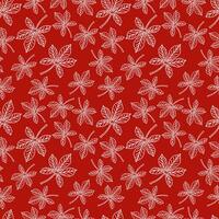 pattern Chestnut leaves white outline - red square vector
