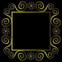 Golden frame decorated with a beautiful pattern on a black background vector