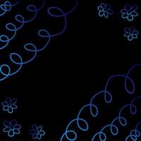 Black background with blue abstract pattern in doodle style vector