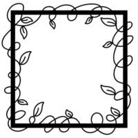 Black square frame decorated with a floral pattern on a white background vector