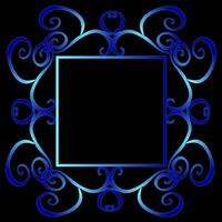 Beautiful blue frame decorated with an abstract pattern on a black background vector