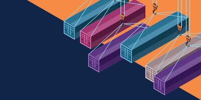 ISOMETRIC CONTAINER LOADING ILLUSTRATION vector