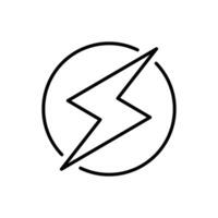 Flash thunder power icon. Simple outline style. Lightning in a circle, bolt, power, thunderbolt, electric, energy, technology concept. Thin line symbol. Isolated. vector