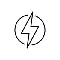 Flash thunder power icon. Simple outline style. Lightning in a circle, bolt, power, thunderbolt, electric, energy, technology concept. Thin line symbol. Isolated. vector