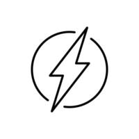 Flash thunder power icon. Simple outline style. Lightning in a circle, bolt, power, thunderbolt, electric, energy, technology concept. Thin line symbol. Isolated. vector