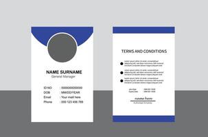 Modern and clean business id card template. professional id card design template with blue color. corporate modern business id card design template. Company employee id card template. vector