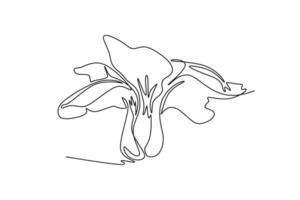 Single continuous line drawing of whole healthy organic mustard green leaves for farm logo identity. Fresh mustard cabbage concept for vegetable icon. One line draw graphic design illustration vector
