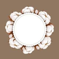 Wreath of dried cotton flowers with circle frame and place for text vector