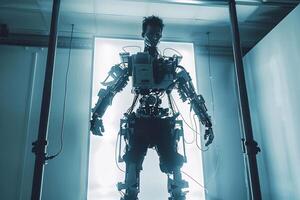 Artificial intelligence robot working in the laboratory. photo