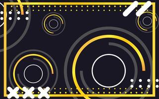 Golden memphis background with geometric circle vector