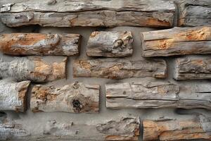 Rustic Wooden Log Wall Texture CloseUp of Natural Wood Patterns for Background or Design photo