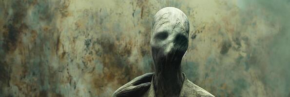 Mysterious Faceless Figure in Abstract Background, Surreal Art Concept, Mystery and Intrigue photo