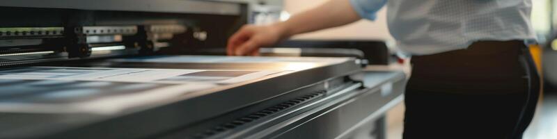 HighQuality Digital Printing Process Showing Printer and Operator in Professional Setting photo