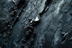 Macro Shot of Textured Black Surface with Abstract Patterns and Natural Formations photo