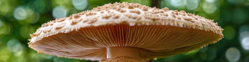 Close-Up of a Mushroom in a Forest with Blurred Green Background photo