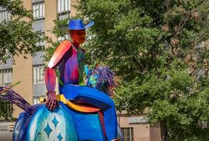 Austin, Texas - 15 June 2024. Tracking the end of the rainbow statue by Ion Art on 8th street of Austin, TX photo