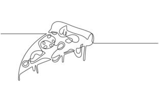 Pizza fast food in one line art vector