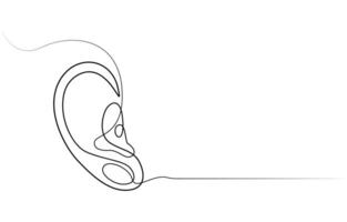 Human ear continuous one line drawing ,World deaf day single line concept template vector