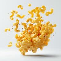 A dramatic and artistic illustration of cheese raining down from a burst in the air. photo