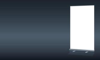 Blank vertical roll-up banner stand mockup vector