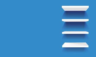 Blank display shelves with blue background vector