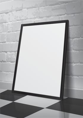 Blank Frame Mockup on floor and brick wall