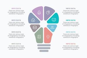 Idea light bulb infographic template for growth diagram, graph, presentation, chart. Business startup idea lamp concept with 8 options vector
