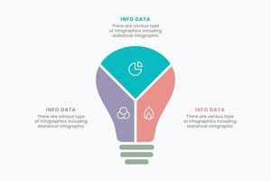 Idea light bulb infographic template for growth diagram, graph, presentation, chart. Business startup idea lamp concept with 3 options vector