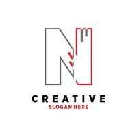 letter n design with creative unique element idea concept and icon vector