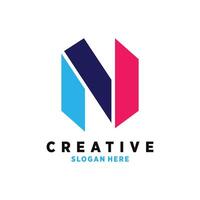 letter n design with creative unique element idea concept and icon vector