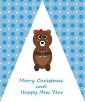 Christmas card with a bear. illustrations for background, calendar, greeting card, party invitation card, website banner, social media banner, and marketing material. vector