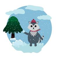 The raccoon is playing with snowballs vector