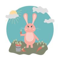 bunny with carrot, autumn vector