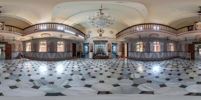 hdri 360 panorama inside hindu temple of ganesh god of wisdom and prosperity with head of elephant in Indian tropic village in equirectangular projection. VR AR content photo