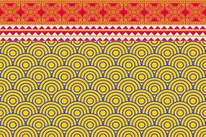 Tribal fabric pattern design, geometric shapes, colored triangles, tiles, ikat, embroidery, design for fabric pattern. Carpets, pillows, shirts, pants, bedding, curtains, patterns on glasses. vector