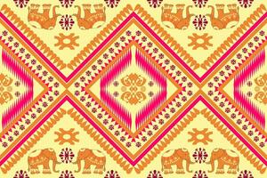 Tribal fabric pattern design, geometric shapes, colored triangles, tiles, ikat, embroidery, design for fabric pattern. Carpets, pillows, shirts, pants, bedding, curtains, patterns on glasses. vector