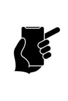 icon hand holding simple mobile phone. application in hand vector