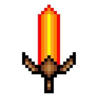 Flame sword in pixel art style. vector