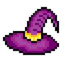Magic wizard hat in pixel art style vector