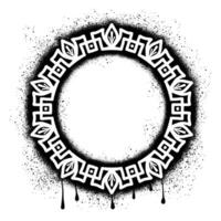 Round frame with ornaments over splashes of black paint vector
