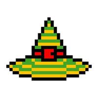 Witch magic hat in pixel art style vector