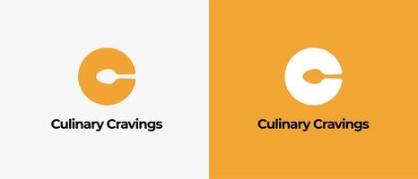 Logo letter C and Spoon with negative space. Logo restaurant, logo food, eatery icon. Editable file vector
