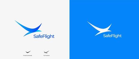 Logo Bird with meaning flight safe and freedom. Logo travel, logo flight with icon bird in blue color. Editable file vector