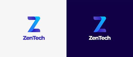 Minimalist Logo Letter Z combined with number 7 seven, logo tech, modern and gradient color. Editable file vector
